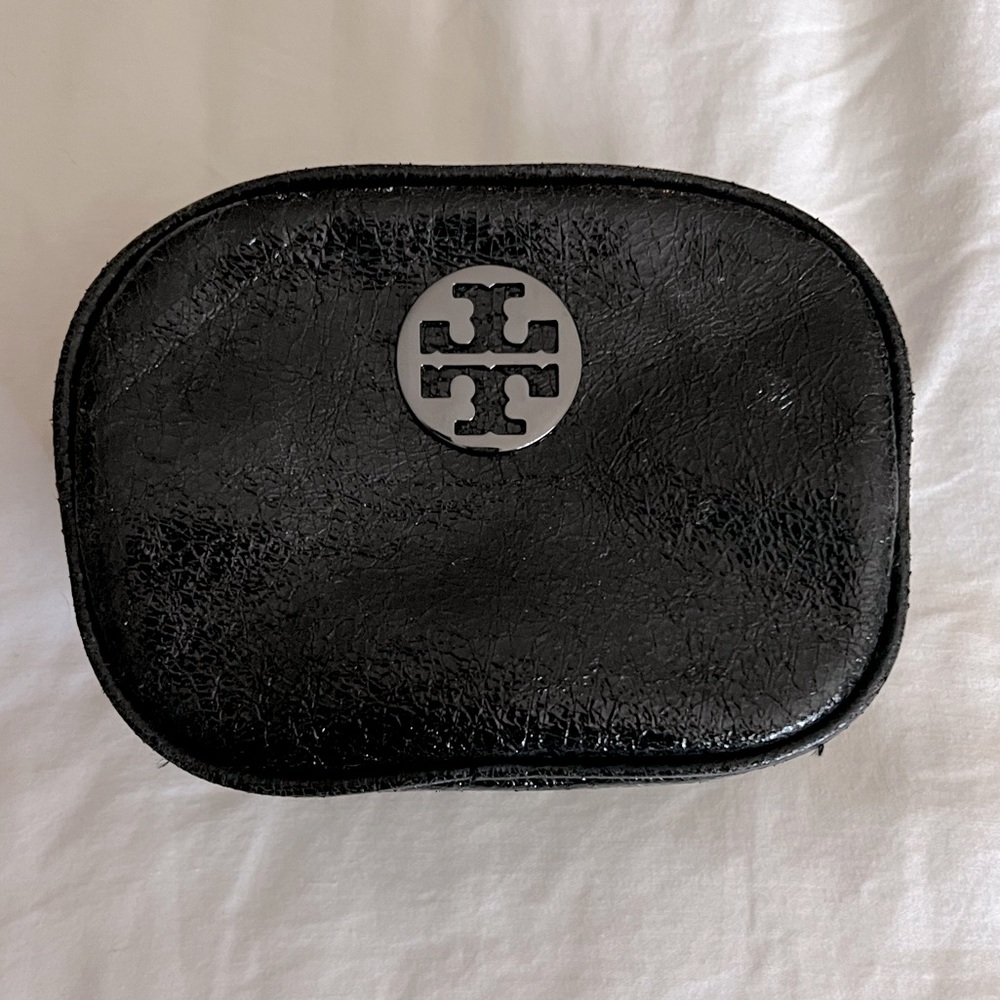 Black Metallic Tory Burch makeup bag. NWOT